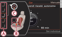 Sistema di infotainment: regolazioni dei sedili